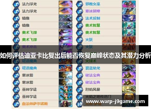 如何评估迪亚卡比复出后能否恢复巅峰状态及其潜力分析